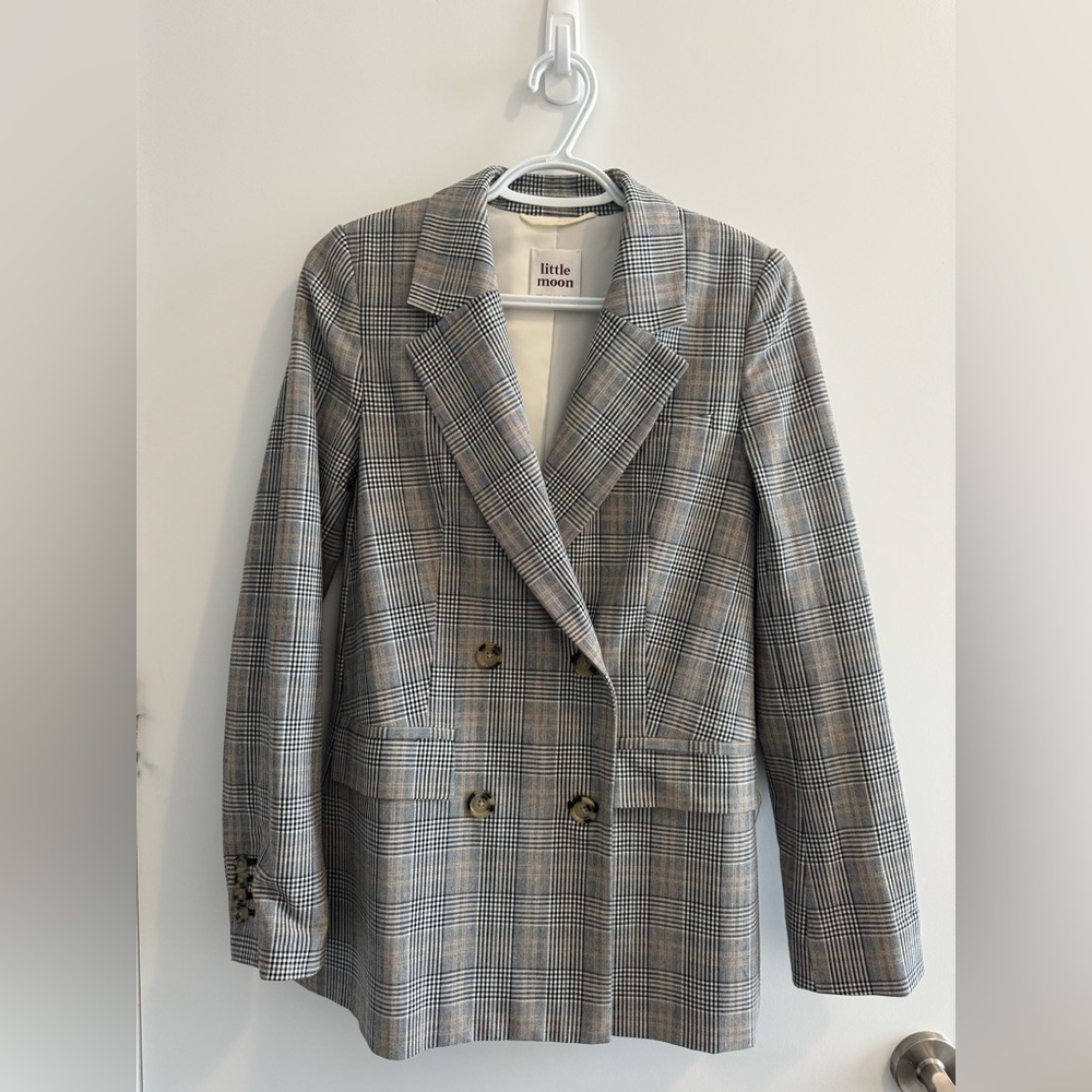 Aritzia Little Moon Caluna Gray and White Jacket XXS Blazer Workwear Chic